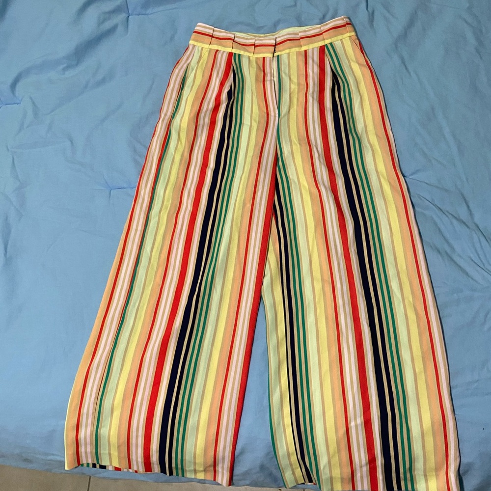 Halogen x Pacific Atlantic. Crop rainbow slacks